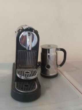 Nespresso Black and Silver Espresso Machine with Milk Frother